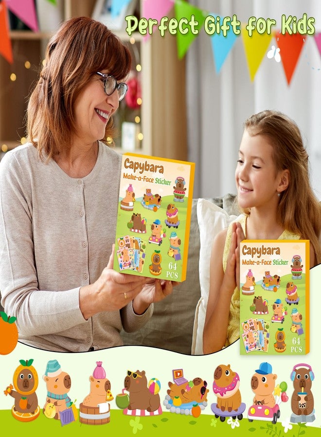 CY2SIDE Capybara Face Stickers Sheets - 64PCS Cute Cartoon Animal Make a Face Stickers Games for Kids School Reward Make Your Own Funny Animal Valentine Party Favors DIY Kawaii Capybara Theme Activity - Image 5
